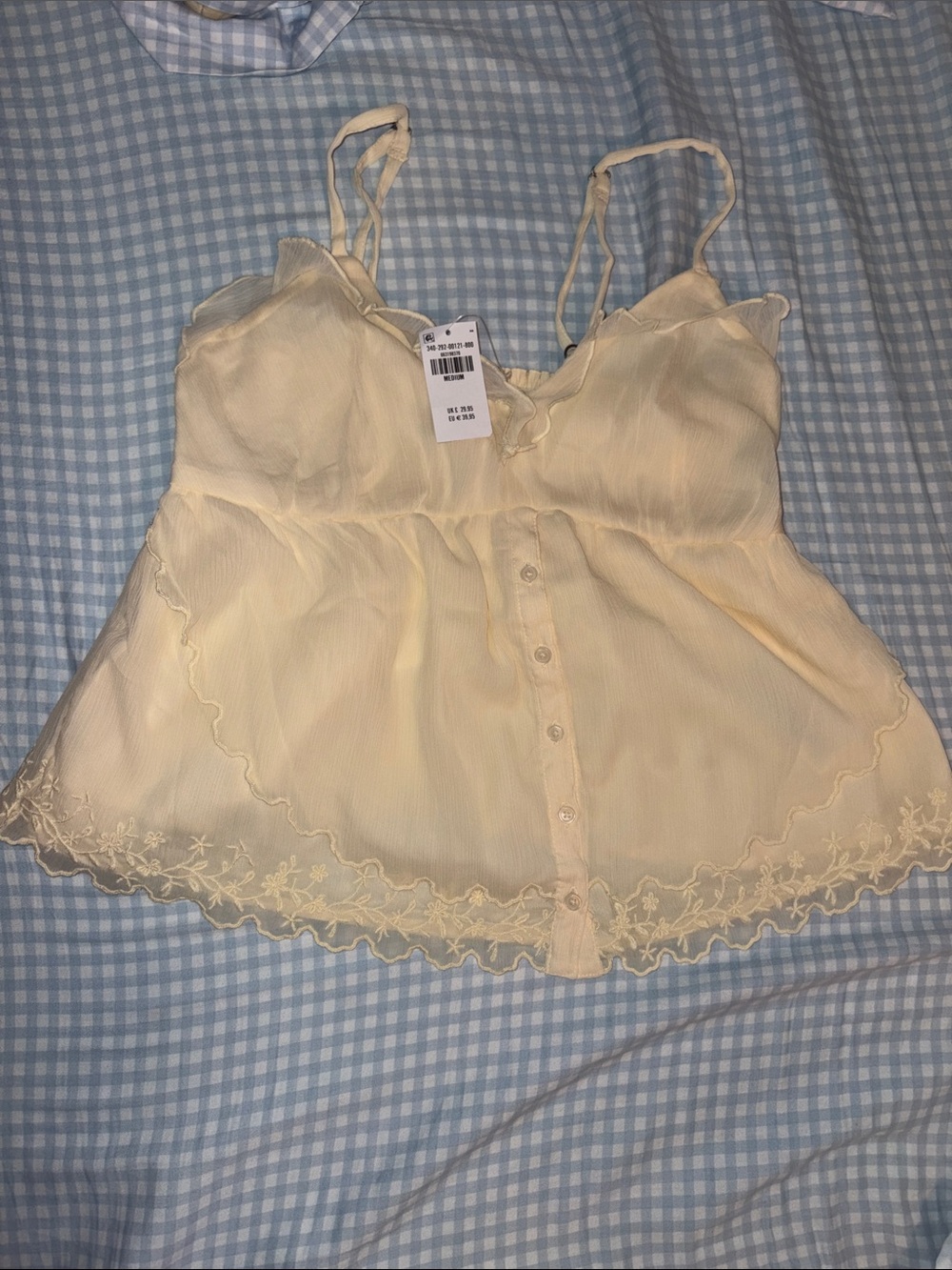 Hollister butter yellow Ruffled Spaghetti Strap Top size medium NWT